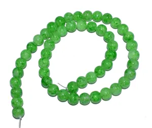 Parrot Green Multicolor Spherical Jade Glass Beads