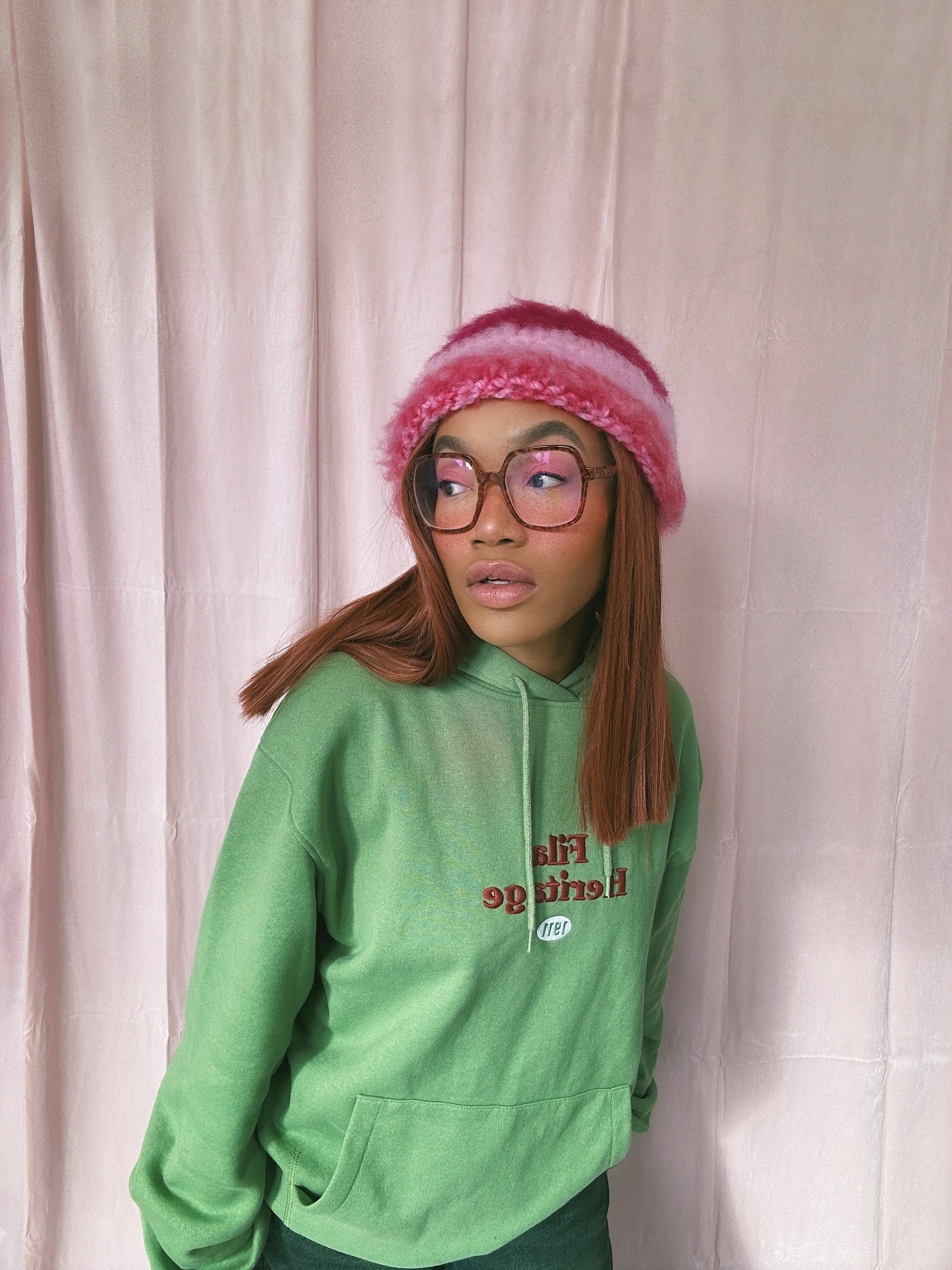 Pink and Red Crochet Hat