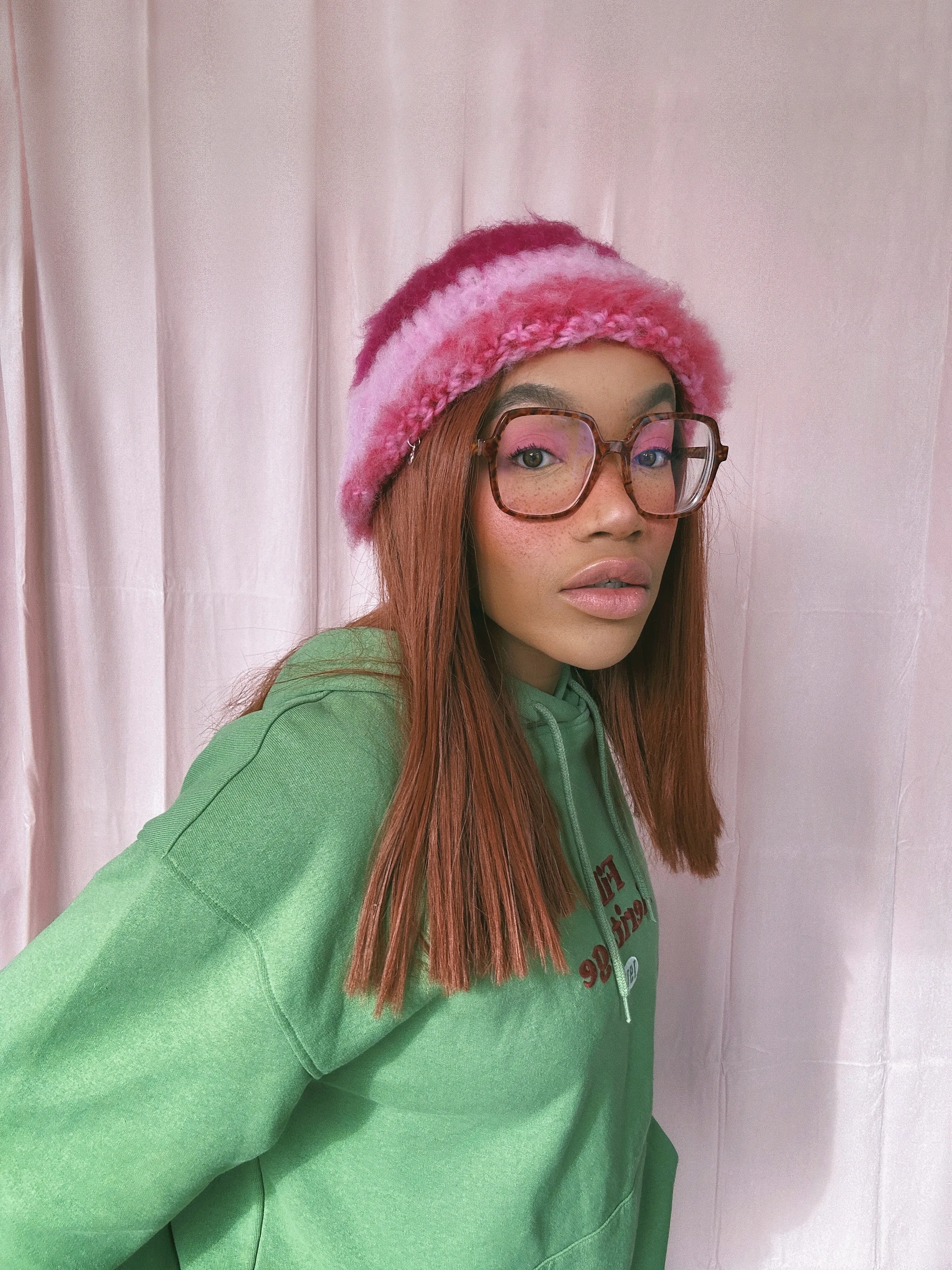 Pink and Red Crochet Hat