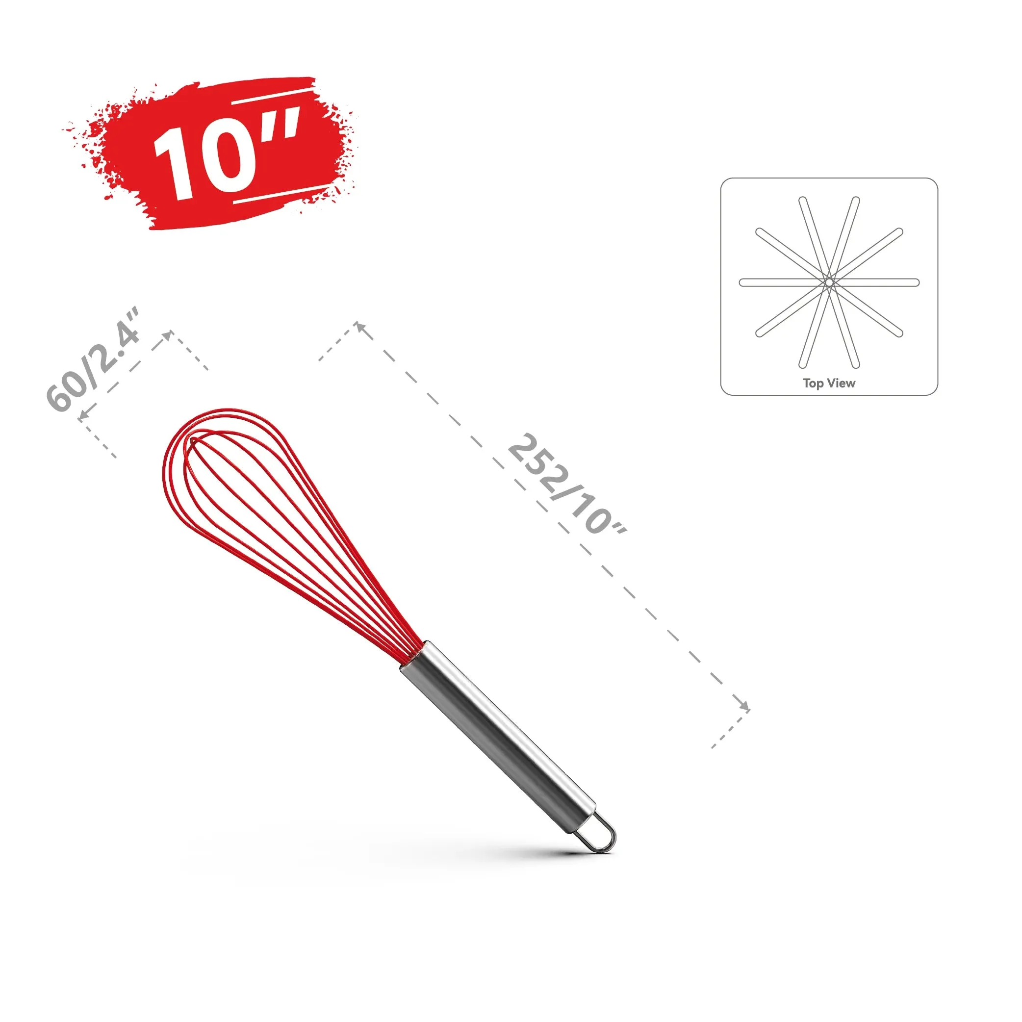 Premium Stainless Steel Balloon Whisk – Non-Stick Wire Whisk for Baking and Cooking (8", 10", 12")