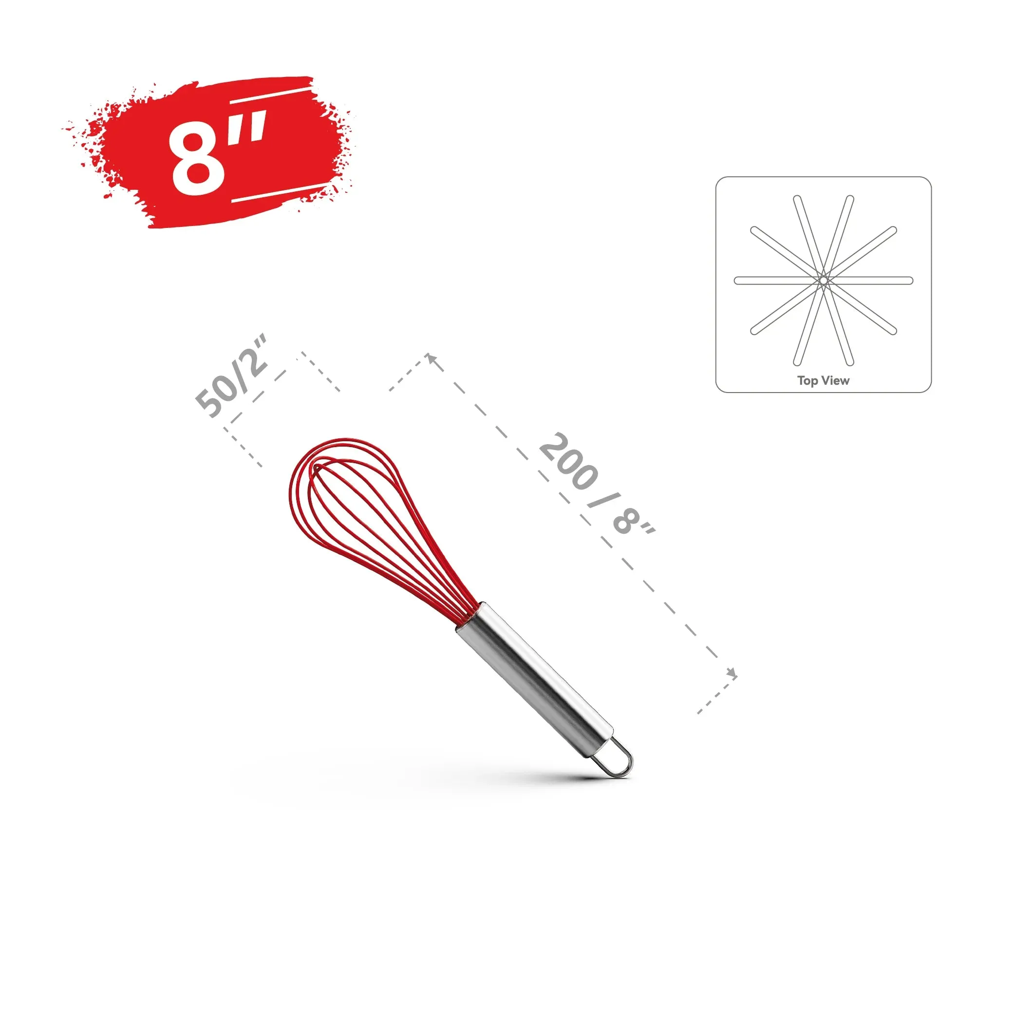 Premium Stainless Steel Balloon Whisk – Non-Stick Wire Whisk for Baking and Cooking (8", 10", 12")