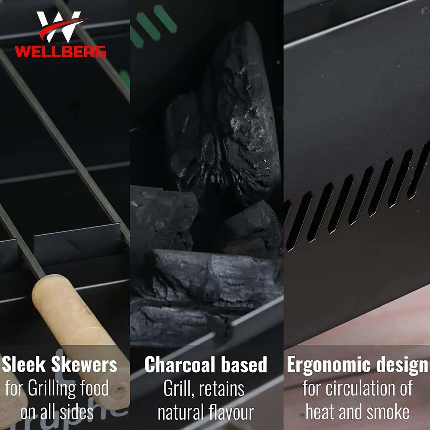 Premium XL Charcoal Barbeque Grill With 8 Skewers