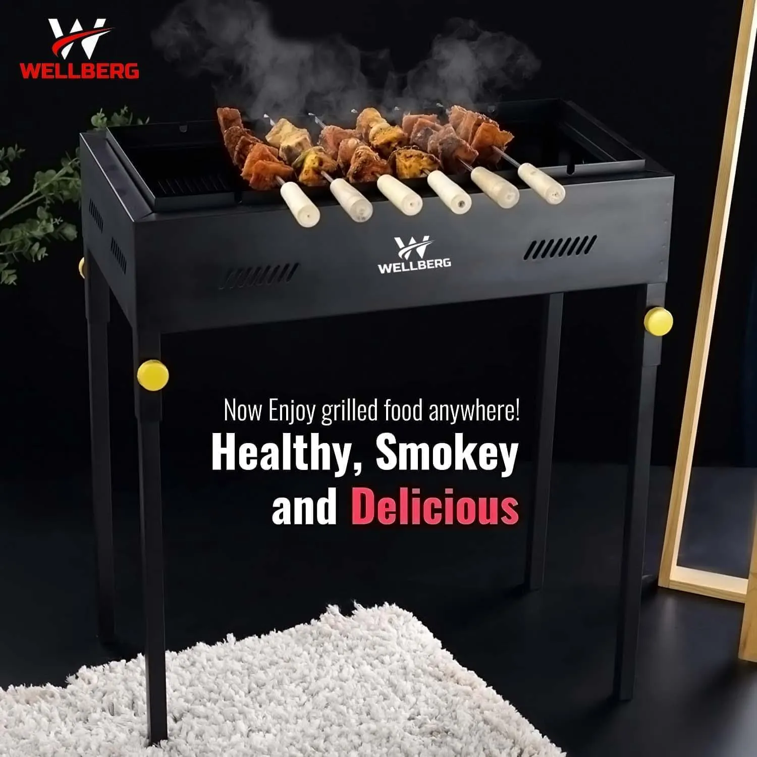Premium XL Charcoal Barbeque Grill With 8 Skewers