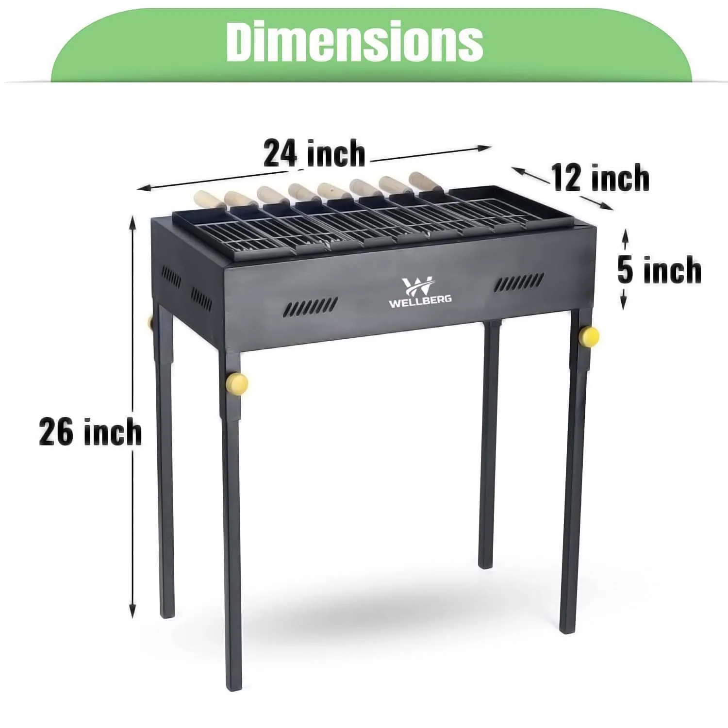 Premium XL Charcoal Barbeque Grill With 8 Skewers