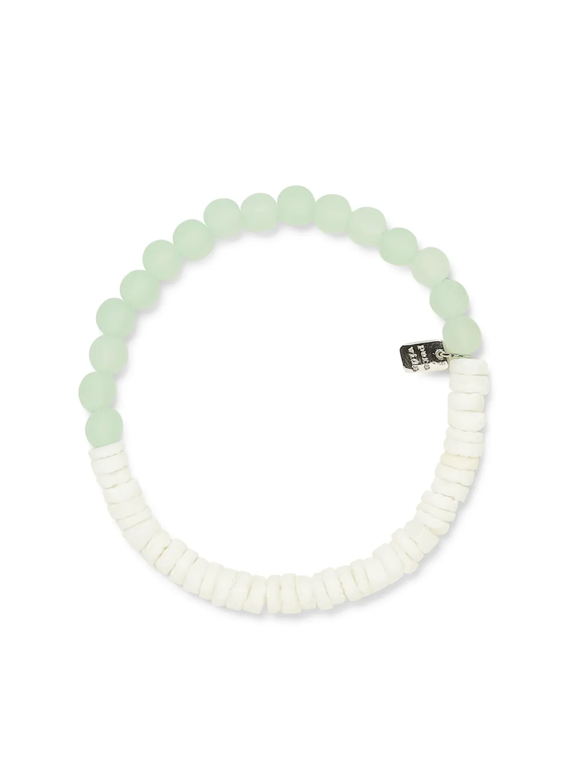 Pura Vida Puka Shell & Frosted Bead in Green