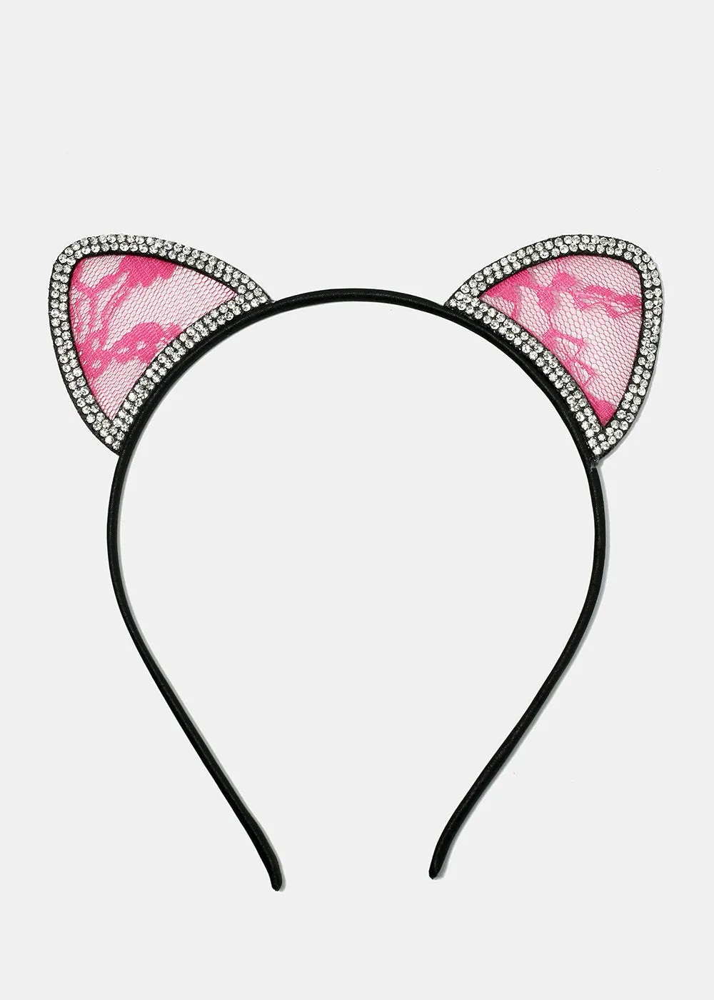 Rhinestone & Lace Cat Ear Headband