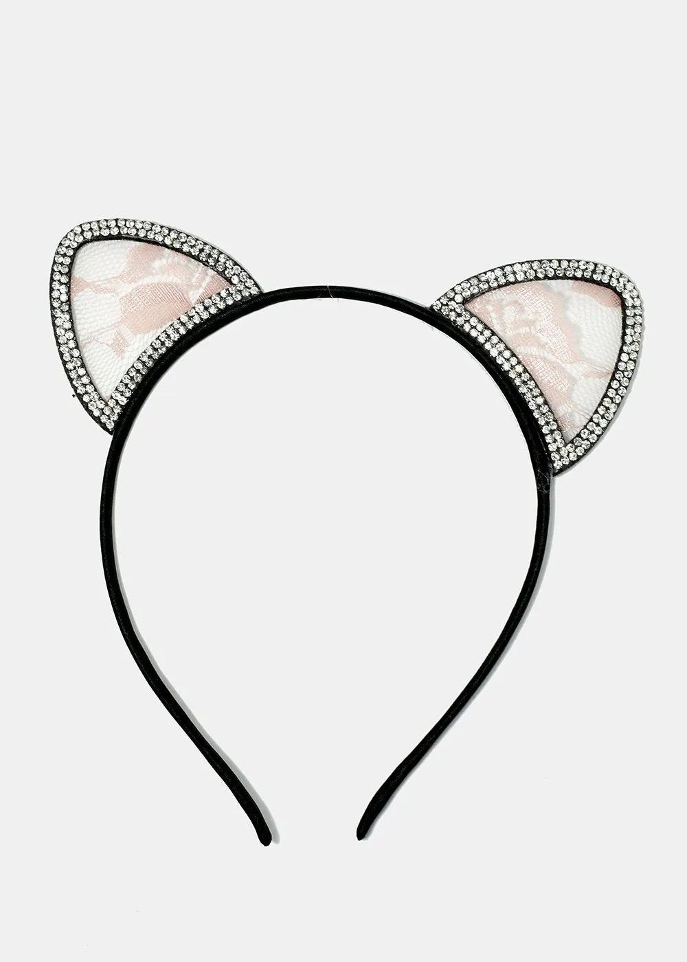 Rhinestone & Lace Cat Ear Headband