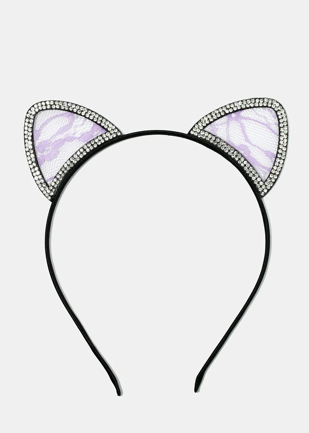 Rhinestone & Lace Cat Ear Headband
