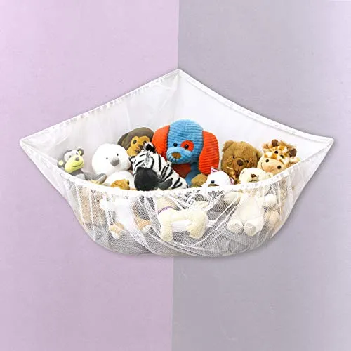 S&T INC. Jumbo Mesh Toy Net for kids toys and stuffed animals -Expands Up to 55 Inches, White, 2 Pack