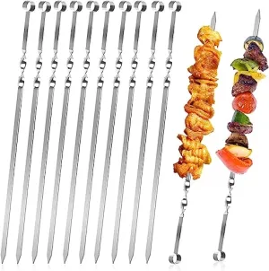 Set Of 5 Reusable BBQ Skewers, Roasting Needle Roasting Tool Brochettes Tong, Kabab Skewers Stick For Outdoor, Picnic Skewers