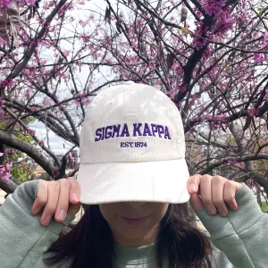 Sigma Kappa Embroidered Corduroy Hat