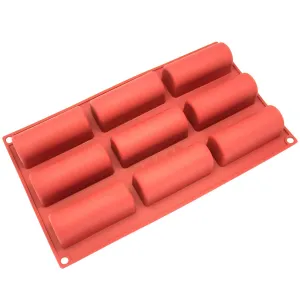 Silicone Molds [Round Twinkie, 9 Cup] Cupcake Baking Pan - Free Paper Muffin Cups - Non Stick, BPA Free, 100% Silicon & Dishwasher Safe Silicon Bakeware Tin - Kitchen Rubber Tray & Soap Molds
