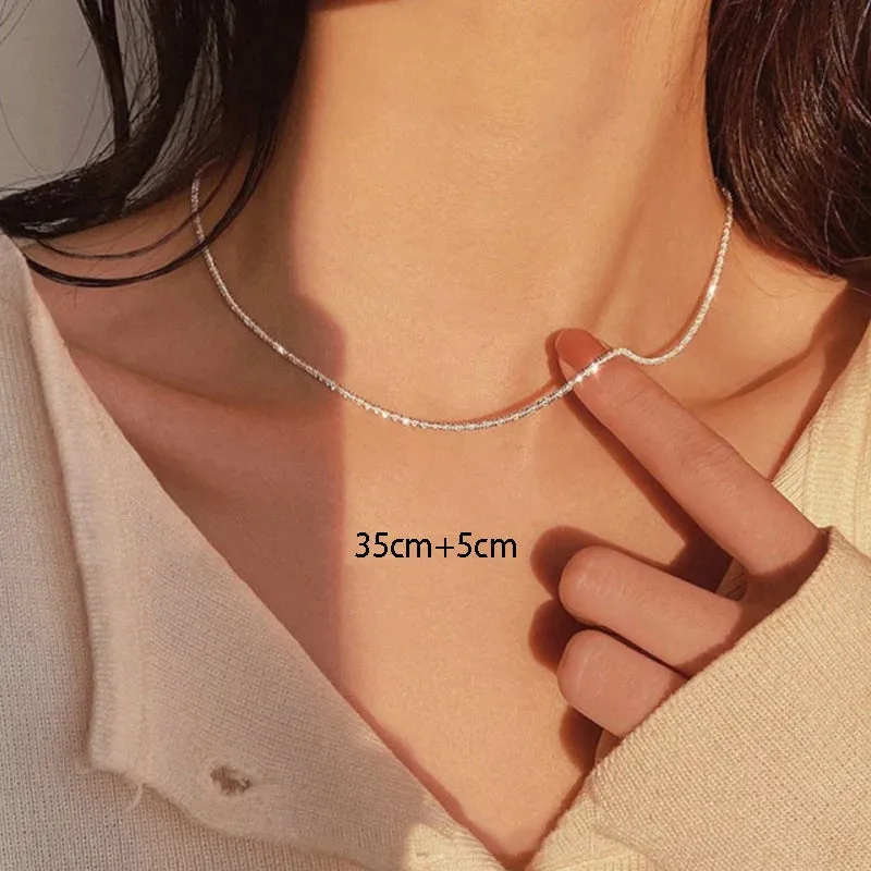 Silver Color Sparkling Necklace For Women Trendy Clavicle Choker Stylish Wedding Party Jewelry