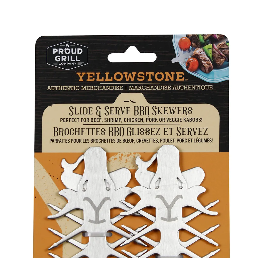 Slide & Serve BBQ Kabob Skewers Reusable Metal 4 Pack Proud Grill Yellowstone