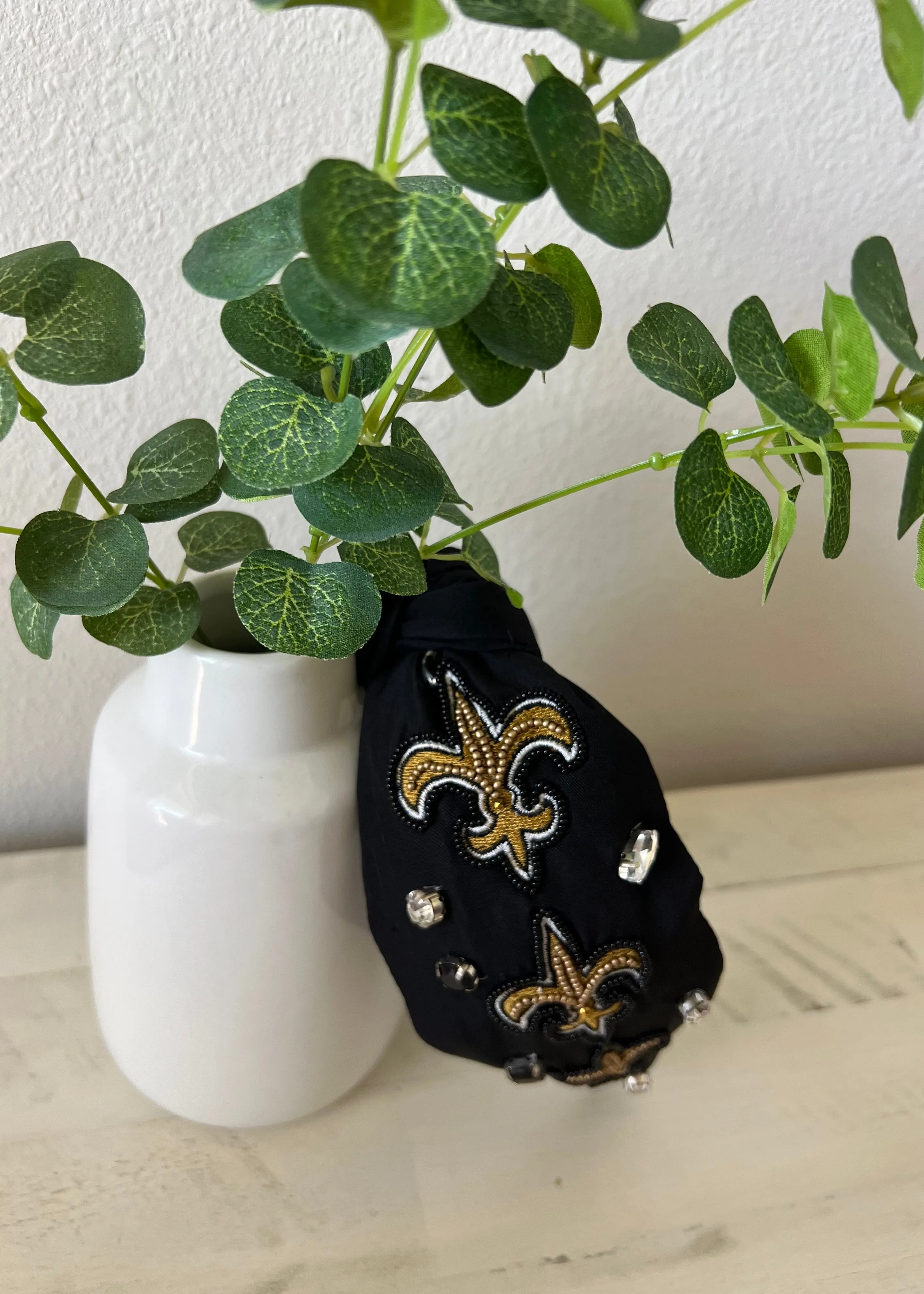The Black   Gold Fleur De Lis Headband
