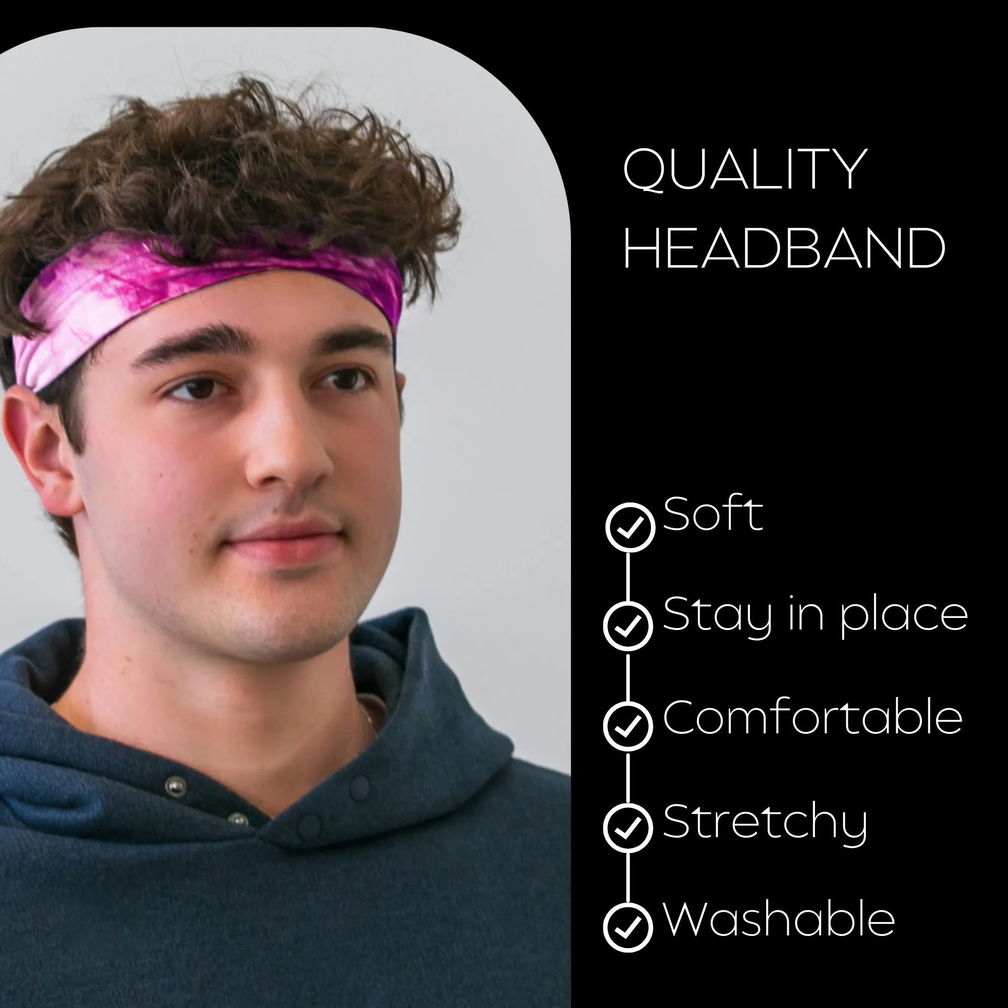 Tie-Dye Pink Cotton Headbands - 12 Pack