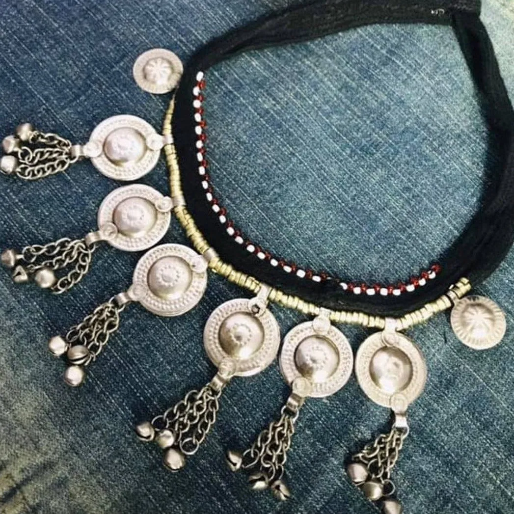 Tribal Choker Necklace With Silver Bells