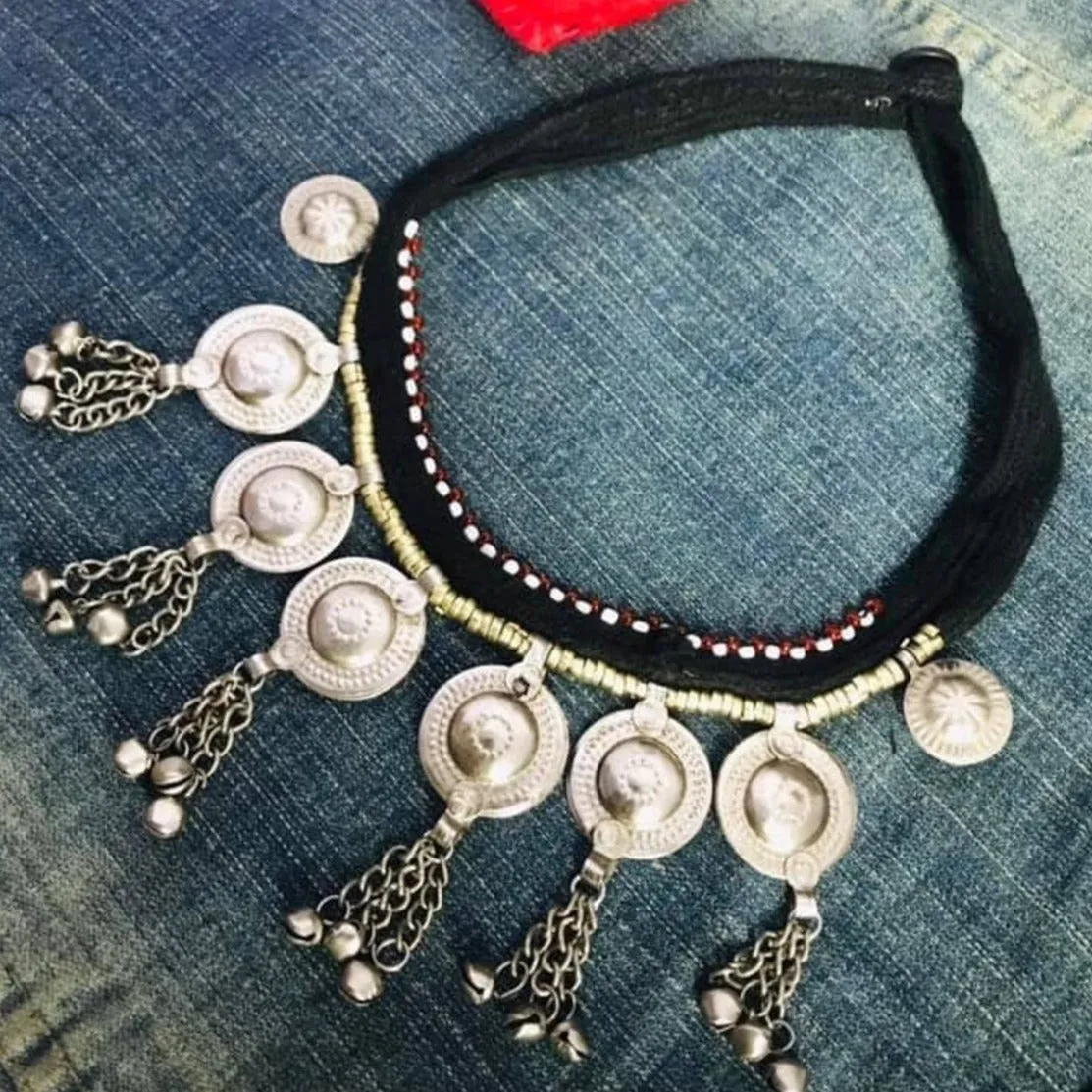 Tribal Choker Necklace With Silver Bells
