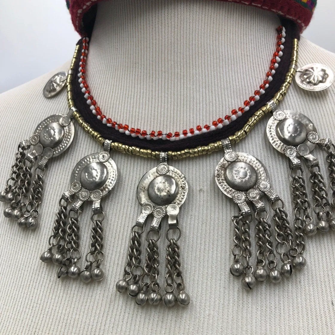 Tribal Choker Necklace With Silver Bells
