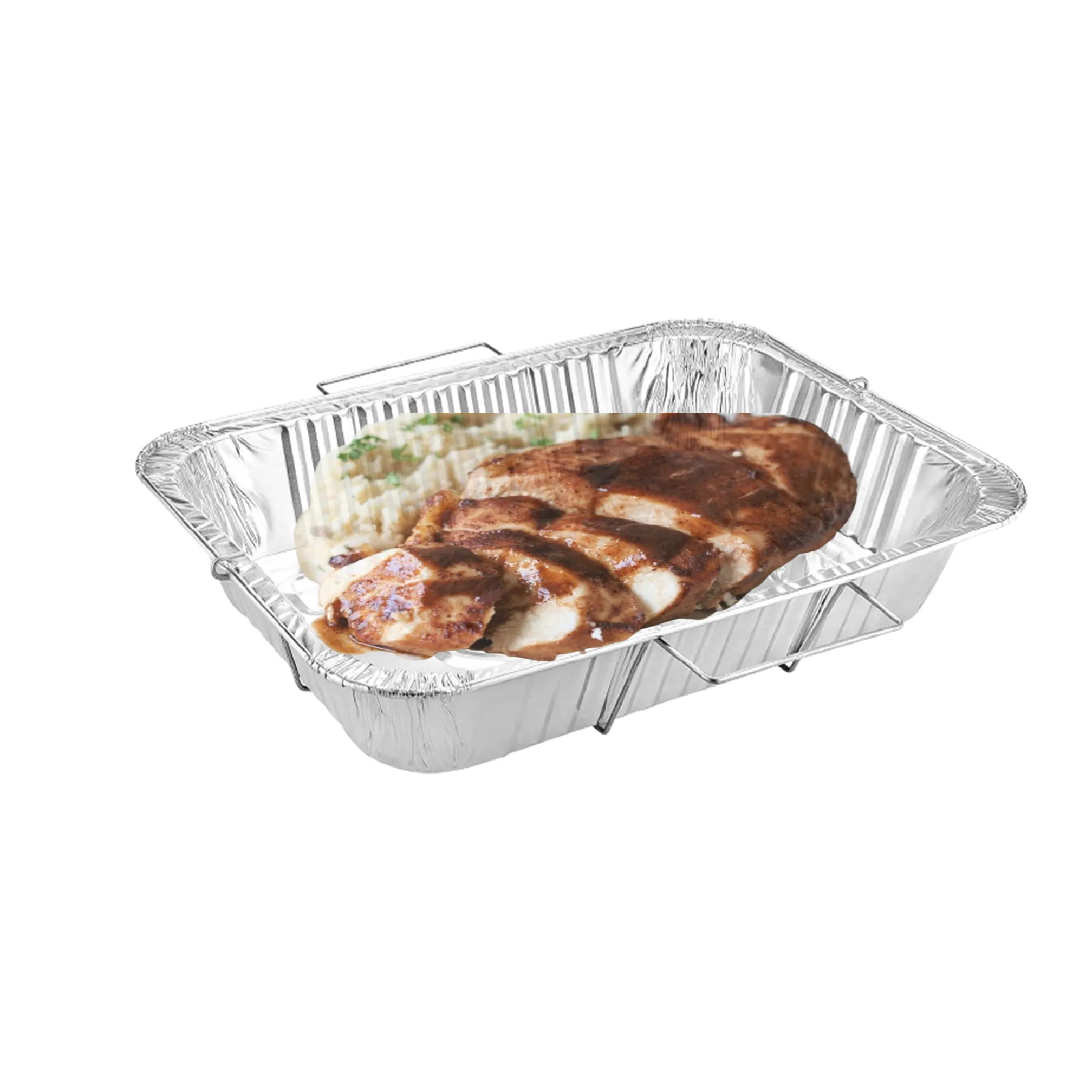 *WHOLESALE* Disposable Aluminum 9X13 inches Half Size Pans with  Handle Rack