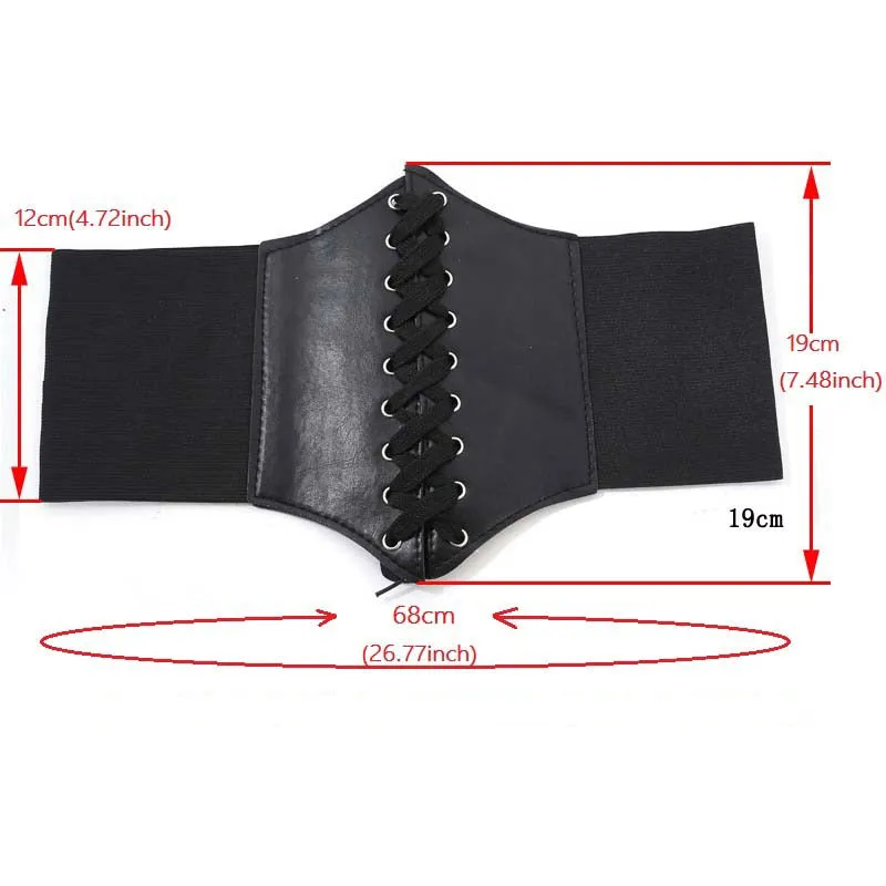 Wide Genuine Leather Elastic Body Shaper Lace-Up Corset Belts